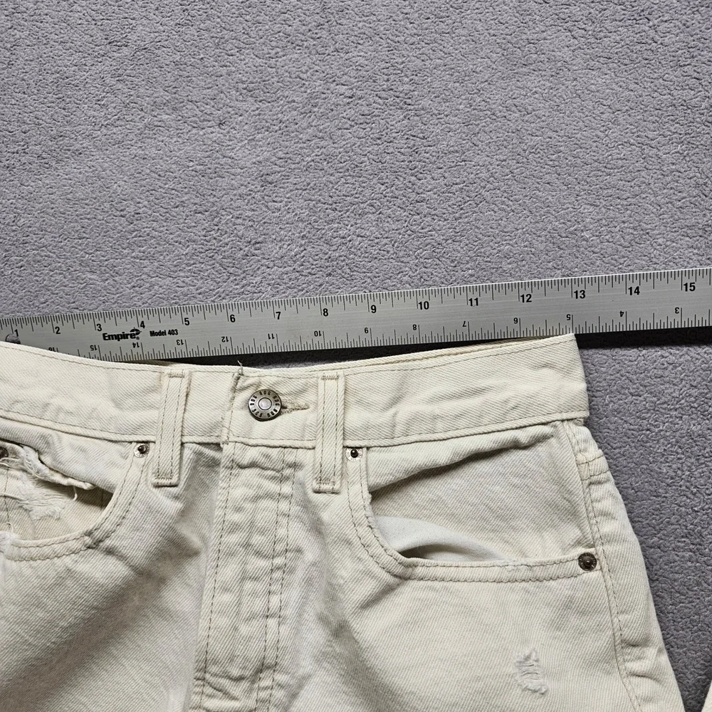 BDG Urban Outfitters High-Rise Baggy Jeans 26 Cream Distressed Wide Leg Denim
